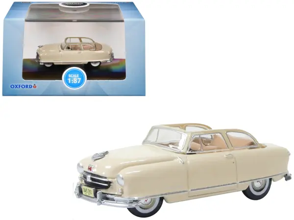 1950 Nash Rambler Custom Landau Convertible (Open) Champagne Ivory 1/87 (HO) Scale Diecast Model Car by Oxford Diecast #1