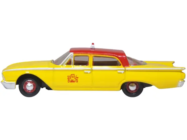 1960 Ford Fairlane Sedan "NYC Taxi" Yellow with Red Top and Interior 1/87 (HO) Scale Diecast Model Car by Oxford Diecast #2