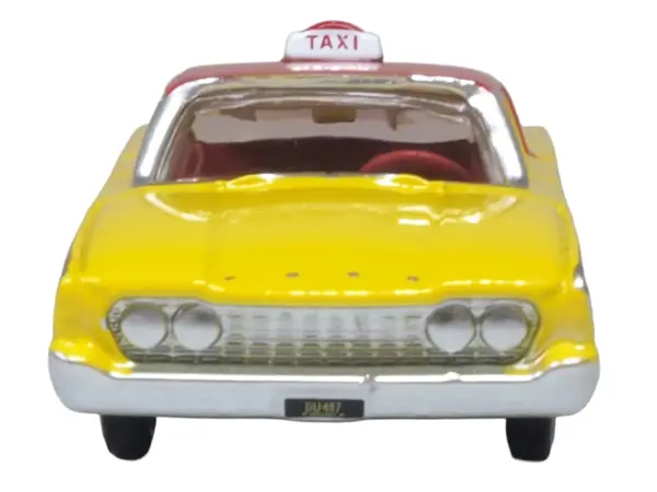 1960 Ford Fairlane Sedan "NYC Taxi" Yellow with Red Top and Interior 1/87 (HO) Scale Diecast Model Car by Oxford Diecast #4