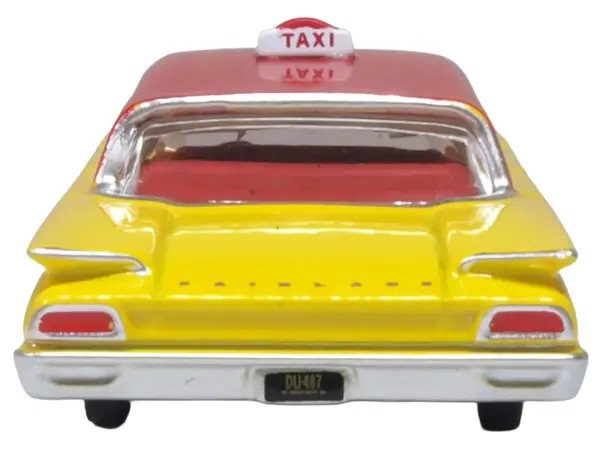 1960 Ford Fairlane Sedan "NYC Taxi" Yellow with Red Top and Interior 1/87 (HO) Scale Diecast Model Car by Oxford Diecast #5
