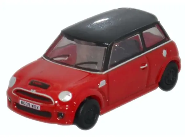 Mini Cooper S RHD (Right Hand Drive) Chili Red with Black Top 1/148 (N) Scale Diecast Model Car by Oxford Diecast #2