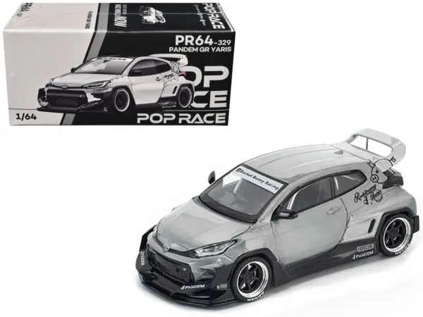 Toyota "Pandem" GR Yaris RHD (Right Hand Drive) Raw Metal 1/64 Diecast Model Car by Pop Race #1