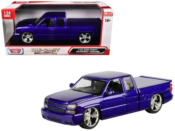 2006 Chevrolet Silverado Custom Pickup Truck Blue Metallic "Die-Cast Collection" Series 1/25 Diecast Model Car by Motormax #1