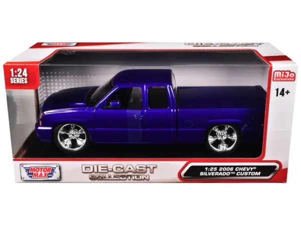 2006 Chevrolet Silverado Custom Pickup Truck Blue Metallic "Die-Cast Collection" Series 1/25 Diecast Model Car by Motormax #3