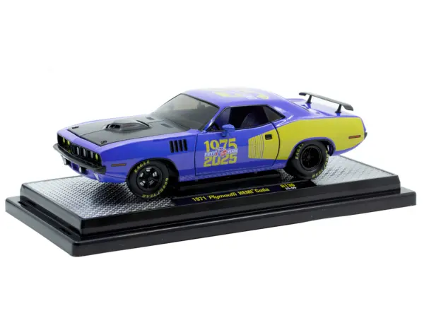 1971 Plymouth Hemi Cuda "VP Racing 50 Years" Blue with Yellow Sides Limited Edition to 8650 pieces Worldwide 1/24 Diecast Model Car by M2 Machines #2