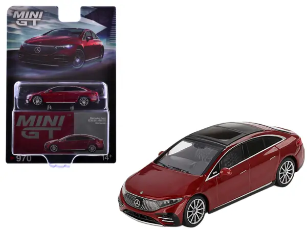 Mercedes-Benz EQS 580 4MATIC Red Metallic with Sun Roof Limited Edition 1/64 Diecast Model Car by Mini GT #1