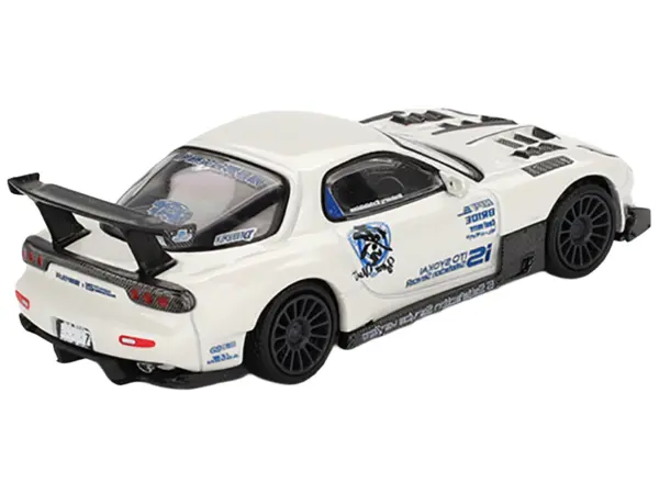 Mazda RX-7 (FD3S) "Itosyoukai Rei-gouki with RE Amemiya" RHD (Right Hand Drive) White with Graphics Limited Edition 1/64 Diecast Model Car by Mini GT #3