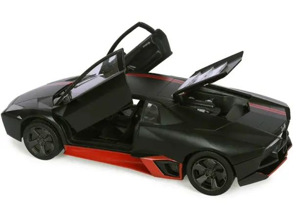 Lamborghini Reventon Matt Black with Red Stripes "Satin Paint" Series 1/24 Diecast Model Car by Motormax #2