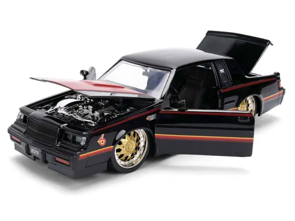 1987 Buick Grand National Black with Matt Red Hood and Stripes "Bigtime Muscle" Series 1/24 Diecast Model Car by Jada #2