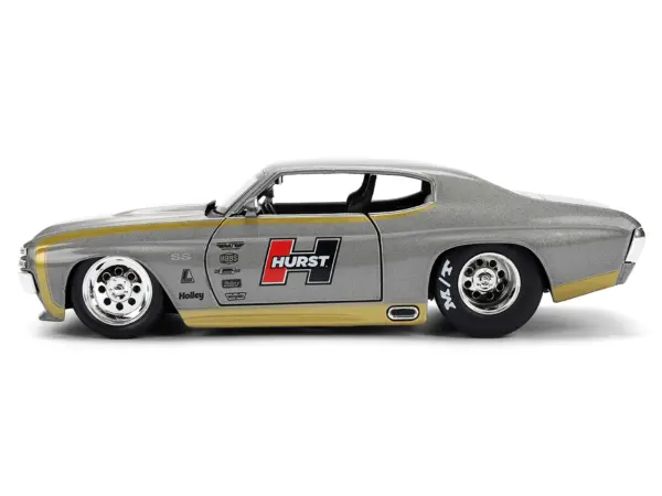 1971 Chevrolet Chevelle SS "Hurst" Gray Metallic with Gold Stripes "Bigtime Muscle" Series 1/24 Diecast Model Car by Jada #3