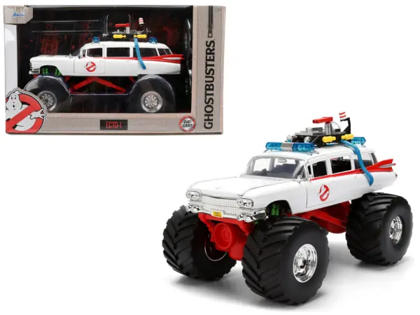 1959 Cadillac Ambulance Ecto-1 "Ghostbusters" (1984) Movie Monster Truck Version "Hollywood Rides" Series 1/24 Diecast Model Car by Jada #1