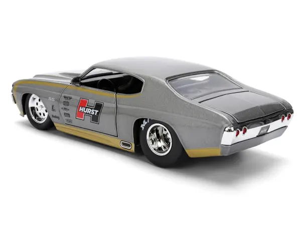 1971 Chevrolet Chevelle SS "Hurst" Gray Metallic with Gold Stripes "Bigtime Muscle" Series 1/24 Diecast Model Car by Jada #5