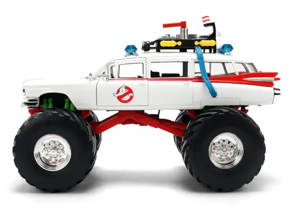 1959 Cadillac Ambulance Ecto-1 "Ghostbusters" (1984) Movie Monster Truck Version "Hollywood Rides" Series 1/24 Diecast Model Car by Jada #3