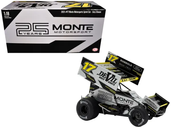 Winged Sprint Car #17 Cory Eliason "Devil Race Karts" Monte Motorsports (2025) 1/18 Diecast Model Car by ACME #1