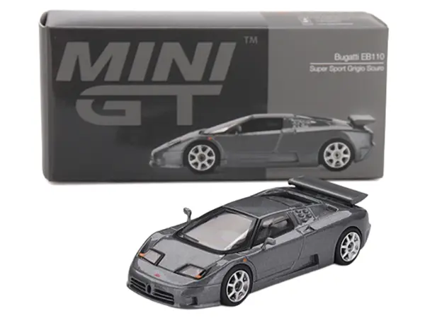 Bugatti EB110 Super Sport Grigio Scuro Dark Gray Metallic Limited Edition 1/64 Diecast Model Car by Mini GT #4