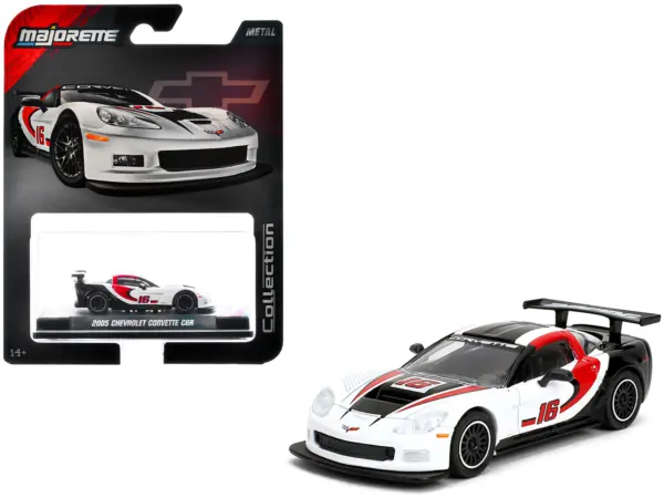 2005 Chevrolet Corvette C6R #16 White with Black and Red Graphics "Collection" Series 1/64 Diecast Model Car by Majorette #1