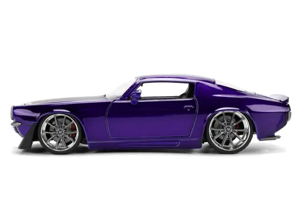 1971 Chevrolet Camaro Z/28 Purple Metallic with Black Hood "Bigtime Muscle" Series 1/24 Diecast Model Car by Jada #3