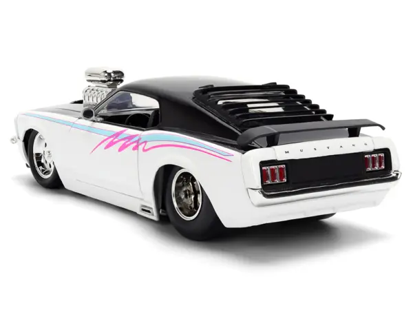 1970 Ford Mustang Boss 429 Black and White with Graphics "Bigtime Muscle" Series 1/24 Diecast Model Car by Jada #5