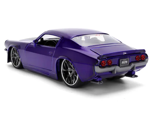 1971 Chevrolet Camaro Z/28 Purple Metallic with Black Hood "Bigtime Muscle" Series 1/24 Diecast Model Car by Jada #5