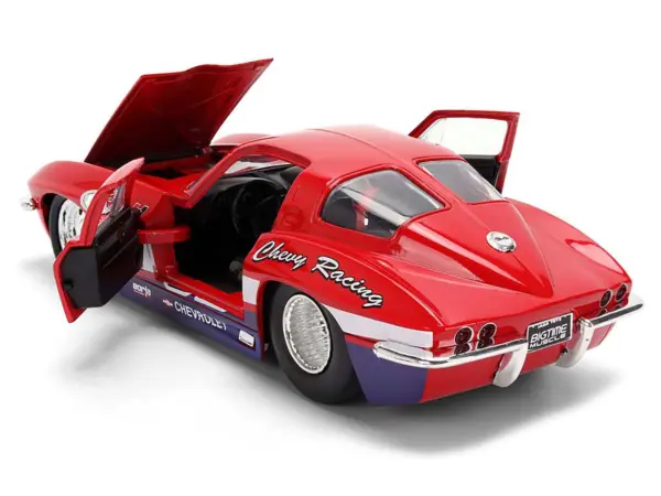 1963 Chevrolet Corvette Stingray #63 "Chevy Racing" Red with White and Blue Stripes "Bigtime Muscle" Series 1/24 Diecast Model Car by Jada #4