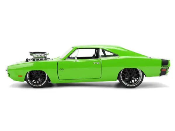 1970 Dodge Charger R/T Bright Green with Black Tail Stripe "Bigtime Muscle" Series 1/24 Diecast Model Car by Jada #3