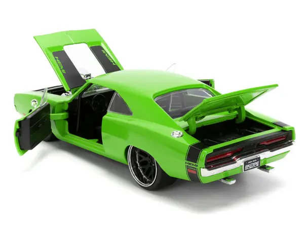 1970 Dodge Charger R/T Bright Green with Black Tail Stripe "Bigtime Muscle" Series 1/24 Diecast Model Car by Jada #4