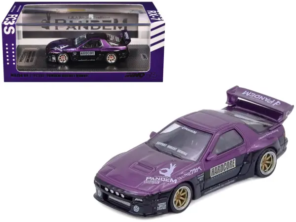 Mazda RX7 (FC3S) "Pandem Rocket Bunny" Kit Purple Metallic and Black 1/64 Diecast Model Car by Inno Models #1