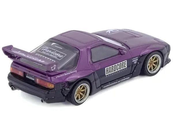 Mazda RX7 (FC3S) "Pandem Rocket Bunny" Kit Purple Metallic and Black 1/64 Diecast Model Car by Inno Models #2
