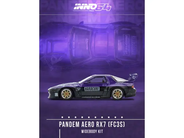 Mazda RX7 (FC3S) "Pandem Rocket Bunny" Kit Purple Metallic and Black 1/64 Diecast Model Car by Inno Models #3