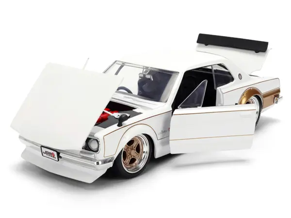 1971 Nissan Skyline 2000GT-R RHD (Right Hand Drive) White with Gold Graphics "JDM Tuners" Series 1/24 Diecast Model Car by Jada #2