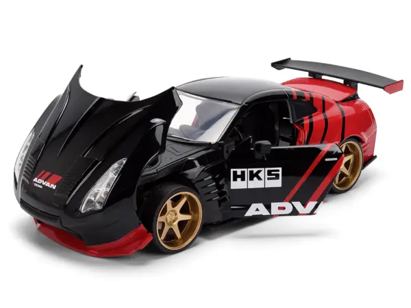 2009 Nissan GT-R (R35) Ben Sopra "Advan" Black and Red "JDM Tuners" Series 1/24 Diecast Model Car by Jada #2