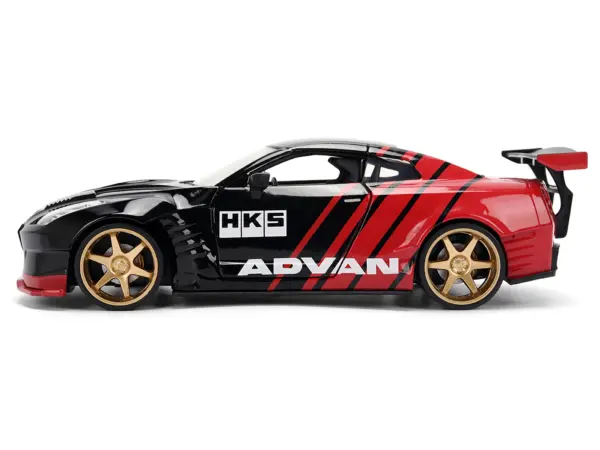 2009 Nissan GT-R (R35) Ben Sopra "Advan" Black and Red "JDM Tuners" Series 1/24 Diecast Model Car by Jada #3