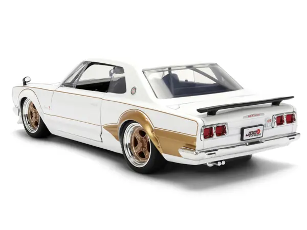 1971 Nissan Skyline 2000GT-R RHD (Right Hand Drive) White with Gold Graphics "JDM Tuners" Series 1/24 Diecast Model Car by Jada #4