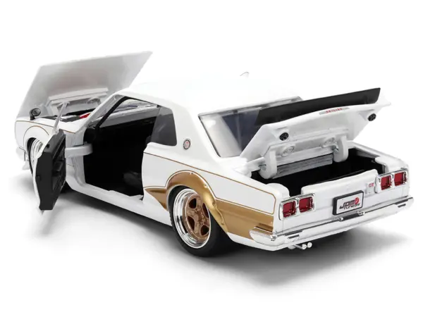 1971 Nissan Skyline 2000GT-R RHD (Right Hand Drive) White with Gold Graphics "JDM Tuners" Series 1/24 Diecast Model Car by Jada #5