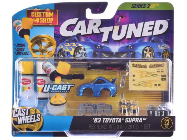 1987 Toyota SR5 Pickup Truck White and 1993 Toyota Supra Blue "Custom Shop" 2 Car Set Diecast Model Cars by CarTuned #3