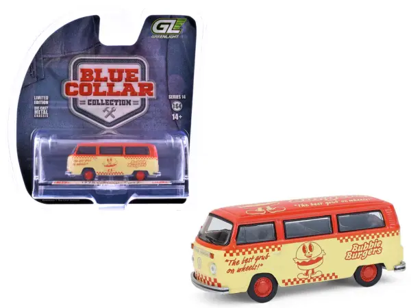 1975 Volkswagen Type 2 Van "Bubbie Burgers Food Truck" Orange and Cream "Blue Collar Collection" Series 14 1/64 Diecast Model Car by Greenlight #1