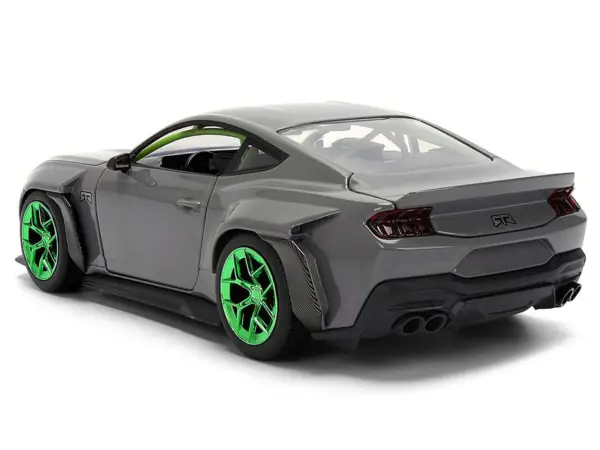 2024 Ford Mustang RTR Gray with Green Wheels "Bigtime Muscle" Series 1/24 Diecast Model Car by Jada #5