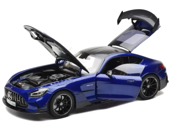 2021 Mercedes-Benz AMG GT Black Series Blue Metallic with Carbon Top and Hood Stripes 1/18 Diecast Model Car by Norev #2
