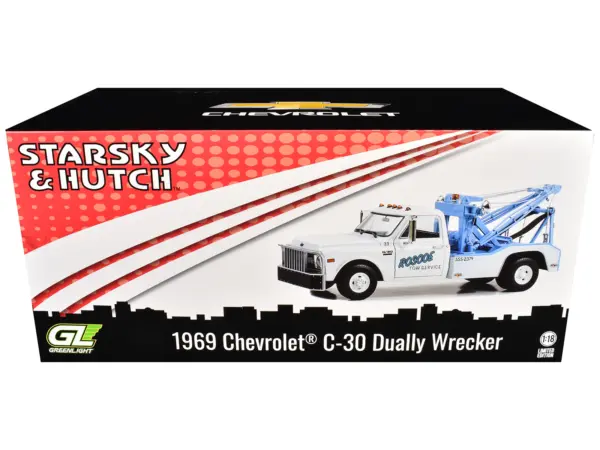 1969 Chevrolet C-30 Dually Wrecker Tow Truck "Roscoe Tow Service" White "Starsky and Hutch" (1975-1979) TV Series 1/18 Diecast Model Car by Greenlight #3