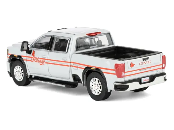 2022 GMC Sierra 3500 HD Pickup Truck "Indiana Cardinals" Silver Metallic with Red Stripes and Cardinal Figure "2025 Greenlight Waltersons Collector's Expo Exclusive" 1/64 Diecast Model Car by Greenlight #3
