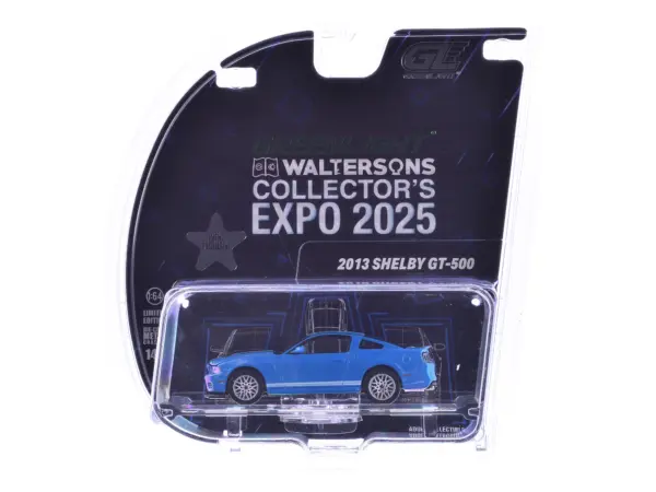 2013 Shelby GT-500 Blue with White Stripes "2025 Greenlight Waltersons Collector's Expo Exclusive" 1/64 Diecast Model Car by Greenlight #1