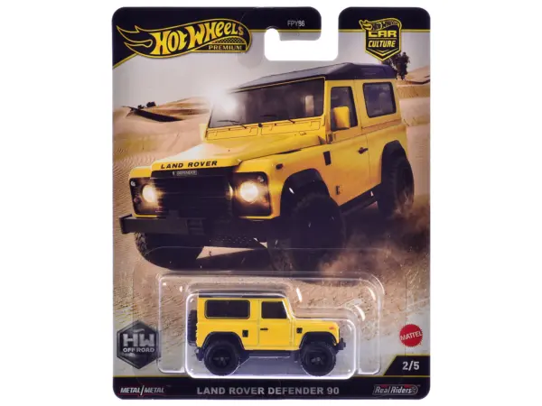 Land Rover Defender 90 Yellow with Black Top "HW Off Road" Series Diecast Model Car by Hot Wheels #1