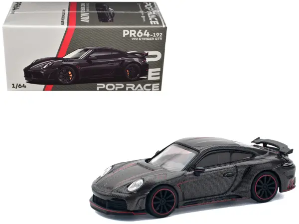 992 Stinger GTR Carbon Edition with Red Accents 1/64 Diecast Model Car by Pop Race #1
