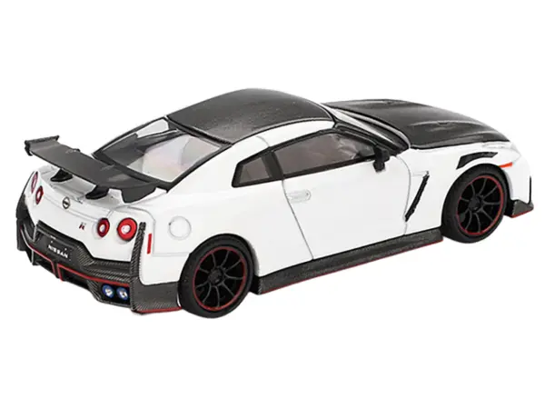 2024 Nissan GT-R Nismo (R35) Brilliant White Pearl with Carbon Hood and Top Limited Edition 1/64 Diecast Model Car by Mini GT #3