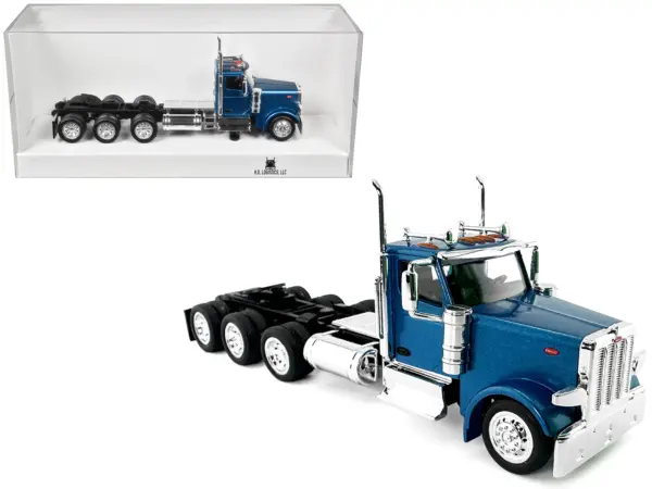 Peterbilt 589 3-Axel Day Cab Blue Metallic 1/87 (HO) Plastic Model Car by HO Logistics #1