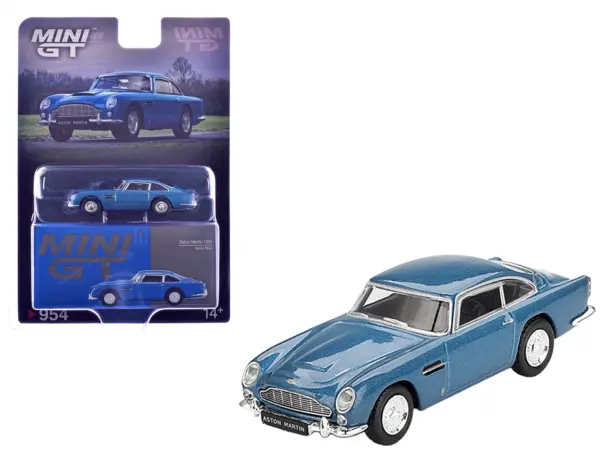 Aston Martin DB5 Sierra Blue Metallic Limited Edition 1/64 Diecast Model Car by Mini GT #1
