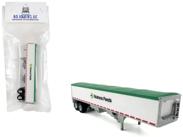 Covered Grain Trailer White with Green Tarp "Nutrena Feeds" 1/87 (HO) Plastic Model Car by HO Logistics #1