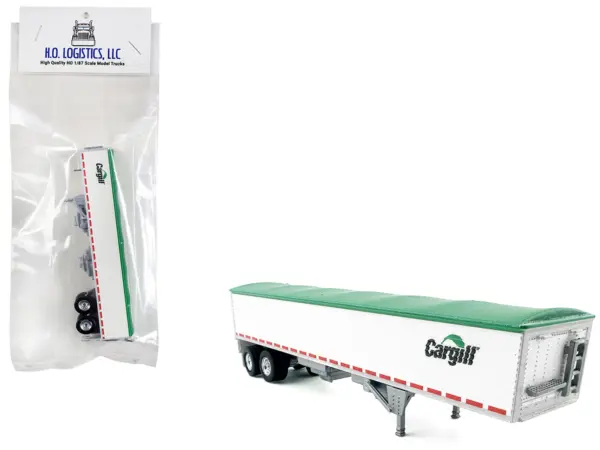 Covered Grain Trailer White with Green Tarp "Cargill" 1/87 (HO) Plastic Model Car by HO Logistics #1