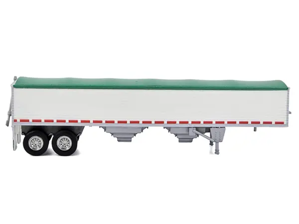Covered Grain Trailer White with Green Tarp 1/87 (HO) Plastic Model Car by HO Logistics #2