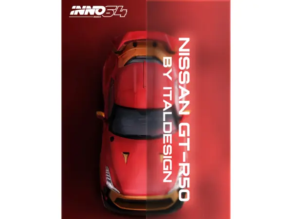 Nissan GT-R50 By ItalDesign Red Metallic with Gold Accents 1/64 Diecast Model Car by Inno Models #4